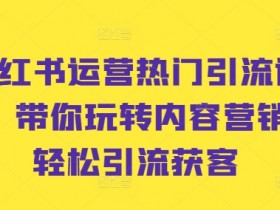 小红书运营引流课程：热门内容营销技巧，轻松获客涨粉-54创业网