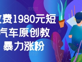 1980元短视频汽车原创教学：暴力涨粉技巧，轻松打造爆款内容-54创业网