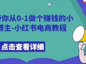 0基础变现：9节课教你成为赚钱的小红书博主-电商实战教程-54创业网