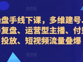 直播操盘手线下课：多维起号运营+主播培训+付费投放技巧，爆量实战教学-54创业网