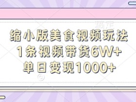 1条视频带货6W+：缩小版美食视频玩法，单日轻松变现1k-54创业网