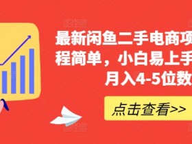 闲鱼二手电商项目：小白轻松月入4-5位数，简单副业教程！-54创业网