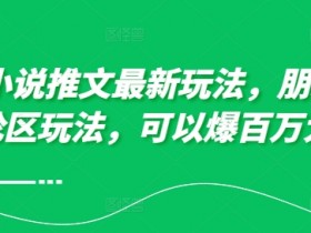 10月小说推文爆款玩法：朋友圈图文评论区引流百万大流量技巧-54创业网