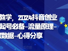 2024抖音创业变现教学：起号必备实操课，流量原理+数据获取心得-54创业网