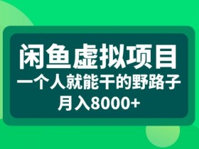 闲鱼虚拟项目揭秘：一个人做的赚钱野路子，轻松月入8000+-54创业网