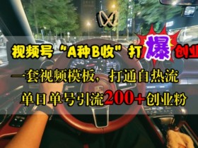 A种B收视频号爆粉秘籍：单日引流200+创业粉，自热流视频模板大公开-54创业网