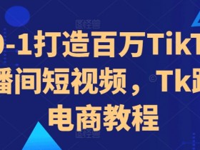 0-1打造百万TikTok直播间：跨境电商爆单短视频教程-54创业网