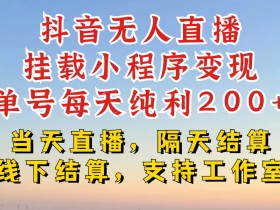 抖音无人直播赚钱秘籍：零粉号日入200+，挂小程序10小时不封号技巧-54创业网