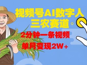 三农赛道AI数字人2分钟一条视频，单月变现2W+，视频号运营秘籍-54创业网