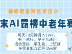 年末AI项目揭秘：中老年赛道月入1W+，福禄寿喜财多平台通用，有手就行-54创业网