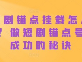 短剧锚点挂载教程：必成功的短剧锚点号秘诀-54创业网