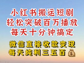 小红书短剧搬运：日引流几十人轻松赚大几百，百万播放爆流技巧-54创业网