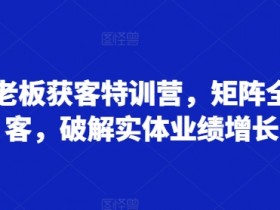 实体老板获客特训营：3天掌握全域矩阵引流，业绩翻倍实战攻略-54创业网