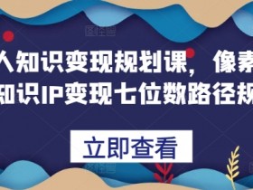 普通人知识变现课：7位数IP变现路径全拆解-54创业网