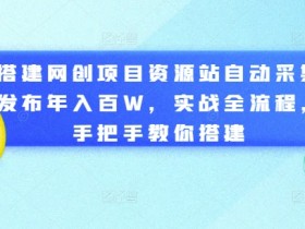 网创项目资源站搭建教程：自动采集发布年入百万实战全流程-54创业网