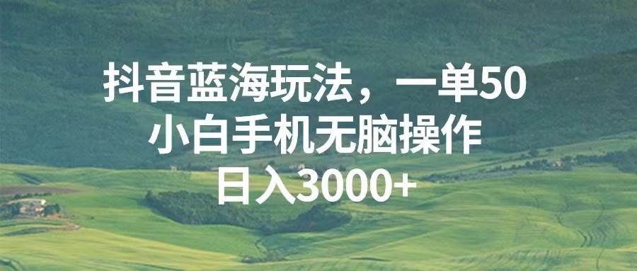 抖音蓝海玩法：手机无脑操作日入3000+，小白一单赚50-54创业网