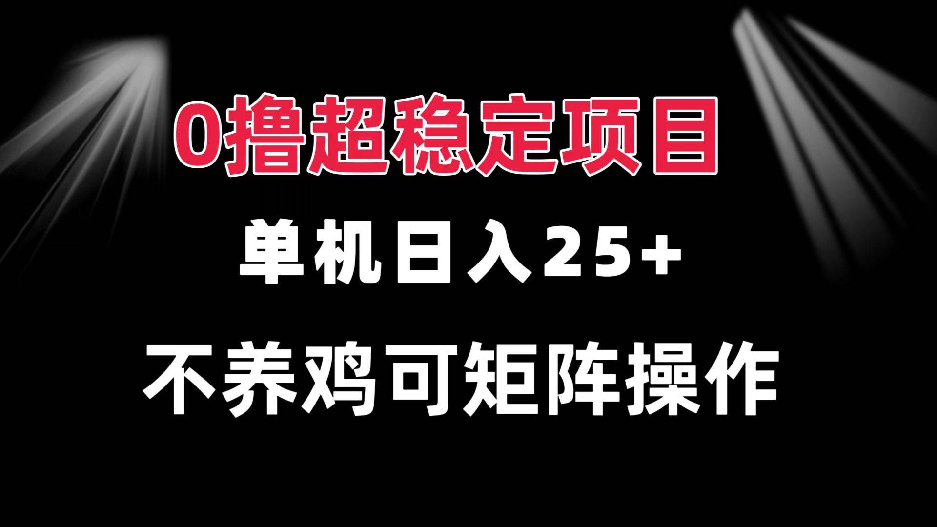 0撸项目：单机日入25+可批量操作，无需养鸡长期稳定，做了就有收益-54创业网