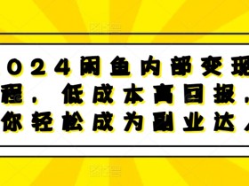 2024闲鱼副业变现课程：低成本高回报，手把手教你成为闲鱼赚钱达人-54创业网