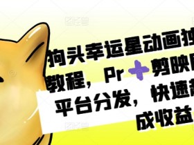 狗头幸运星动画制作教程：Pr+剪映快速起号，多平台分发撸收益-54创业网