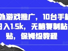 国外游戏推广赚钱：10台手机日入1.5k，保姆级无脑复制粘贴教程-54创业网