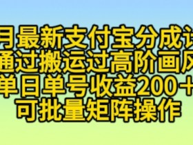 11月支付宝分成计划：高阶画风搬运小白单日收益200+，可放大操作揭秘-54创业网