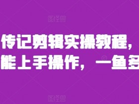 小白必看！人物传记剪辑教程：零基础速成，一鱼多吃实操技巧-54创业网