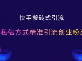 快手创业粉引流秘籍：私信搬砖法日加300精准粉-54创业网