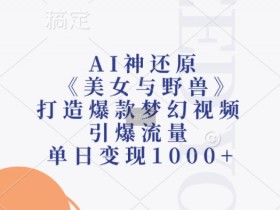 AI神还原《美女与野兽》：爆款梦幻视频单日变现1k+，流量密码揭秘！-54创业网