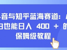 抖音知乎赚钱教程：小白日入400保姆级攻略，蓝海赛道揭秘-54创业网