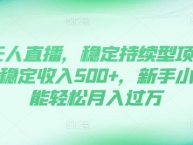 DY无人直播赚钱项目：新手小白轻松月入过万，单号稳定收入500+揭秘-54创业网
