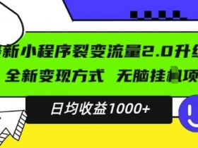 小白轻松上手：最新小程序升级版项目，日均1k+变现方式揭秘-54创业网