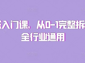 私域运营入门课：0-1全行业通用拆解，手把手教你玩转私域流量-54创业网