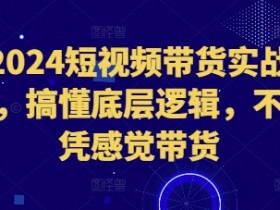 2024短视频带货实战课：3步搞懂底层逻辑，新手也能爆单赚钱-54创业网