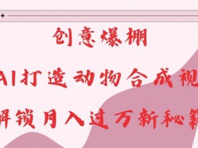 AI动物合成视频教程：创意爆棚轻松月入过W【揭秘】-54创业网