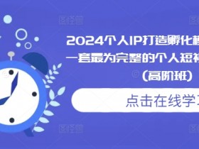 2024个人IP打造高阶课：短视频孵化全流程落地实战，完整体系进阶班-54创业网