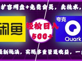 0成本扩容网盘+免费会员：咸鱼最新玩法，多重管道收益轻松日入500+-54创业网