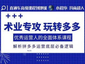 拼多多运营课程：优秀运营必备底层逻辑与实操技巧-54创业网