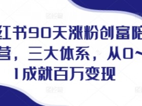 90天小红书涨粉变现陪跑营：0基础打造百万粉丝，3大体系成就创富最后一站-54创业网