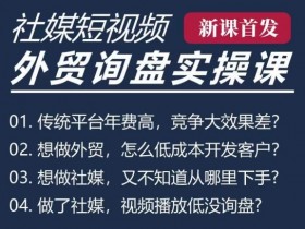 B2B外贸工厂短视频获客课：TK/INS/FB/YTB/视频号五大社媒实战教学-54创业网