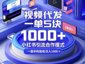 5元视频代发兼职！小红书引流合作，手机日赚多张【轻松上手】-54创业网