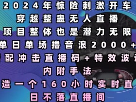 2024开车穿越无人区直播：单场撸音浪2000+，160小时日不落直播间揭秘-54创业网