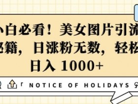 美女图片引流秘籍：小白必看日涨粉技巧，轻松日入几张！-54创业网