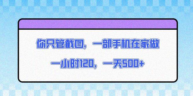 手机在家截图赚钱：1小时120元，轻松日赚500+-54创业网