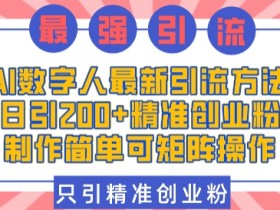AI数字人引流秘籍：日引200+精准创业粉，简单矩阵操作轻松赚钱-54创业网