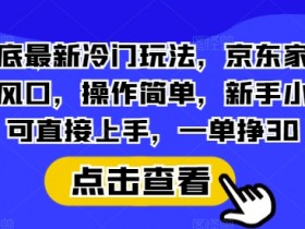 京东家政新风口：年底冷门玩法揭秘，新手小白一单挣30，操作超简单！-54创业网