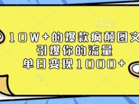 10W+爆款图文秘籍：单日变现1k的流量引爆技巧大揭秘-54创业网