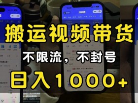 搬运视频带货0基础教程：不封号不限流，纯自然流量日赚1000+-54创业网