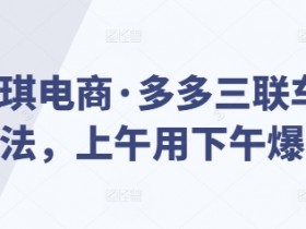 琪琪电商多多三联车玩法：上午用下午爆单，快速提升店铺销量-54创业网