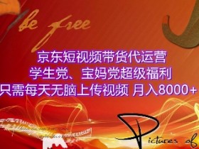 京东短视频带货代运营揭秘：学生宝妈轻松月入8000+，无脑上传视频赚钱攻略-54创业网