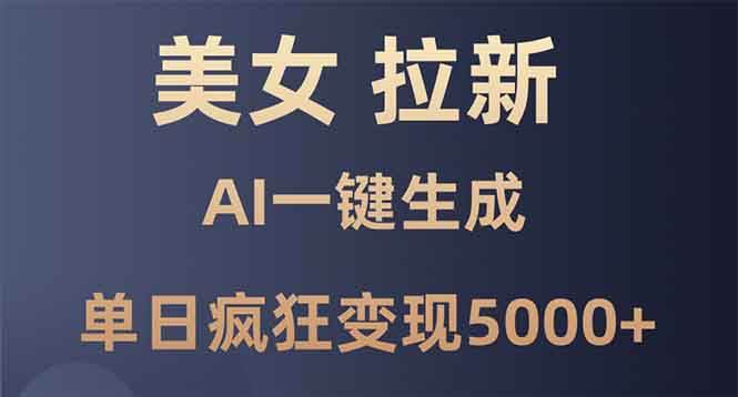 AI暴力拉新日赚5000：美女实测一键生成，新手3分钟上手变现-54创业网